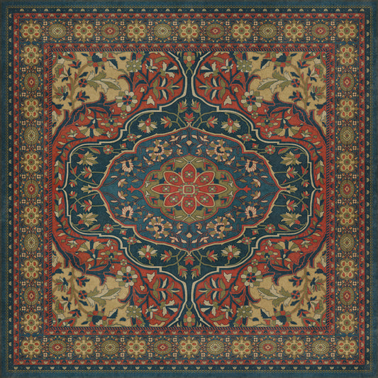 Persian Bazaar - Farahan - Delara 72x72 Vintage Vinyl Floorcloth