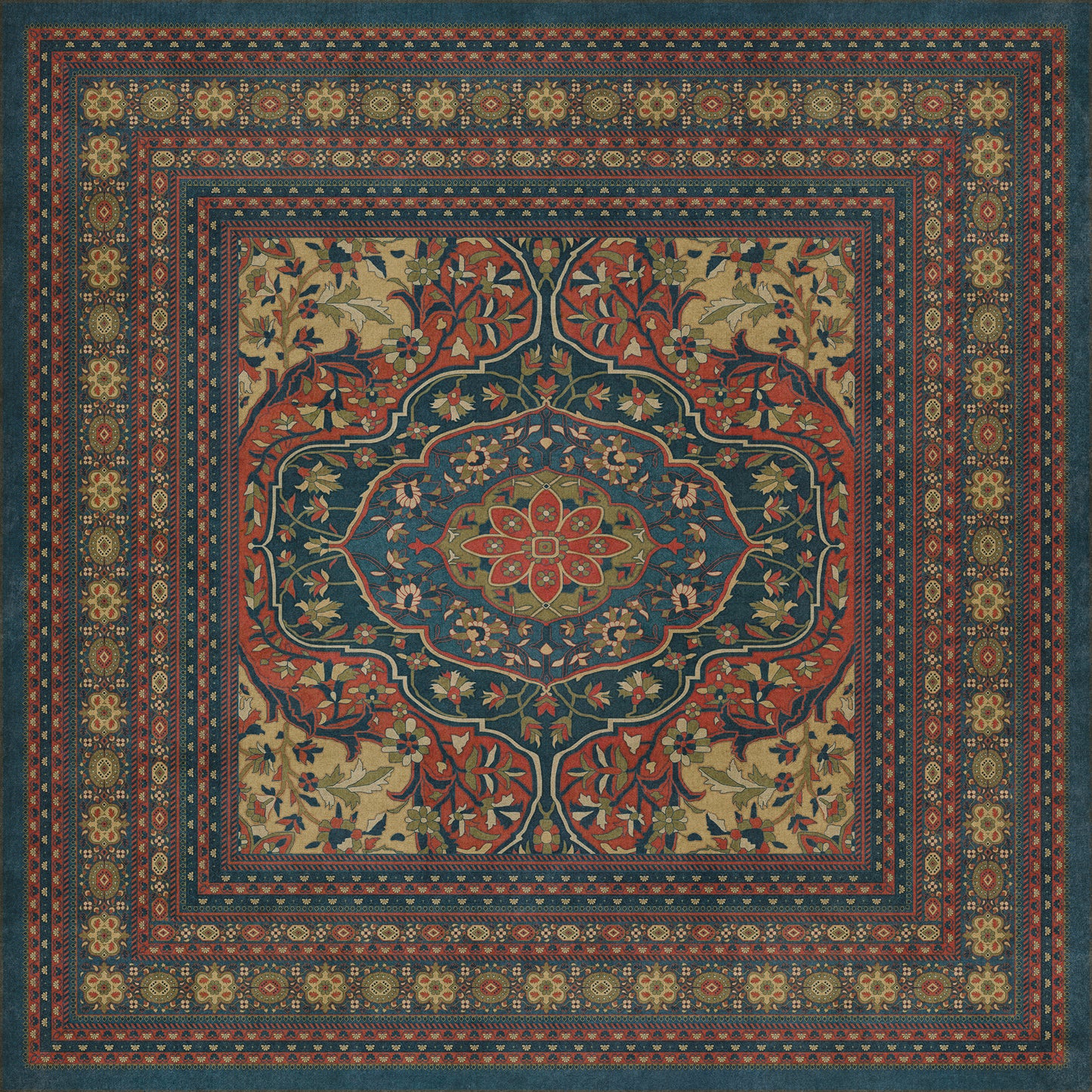 Persian Bazaar - Farahan - Delara 96x96 Vintage Vinyl Floorcloth