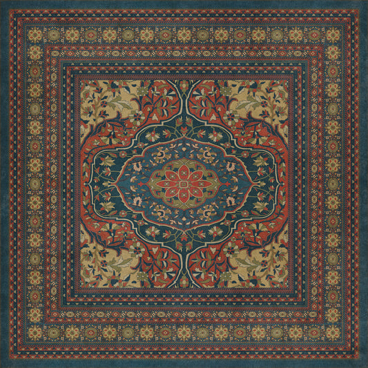 Persian Bazaar - Farahan - Delara 96x96 Vintage Vinyl Floorcloth
