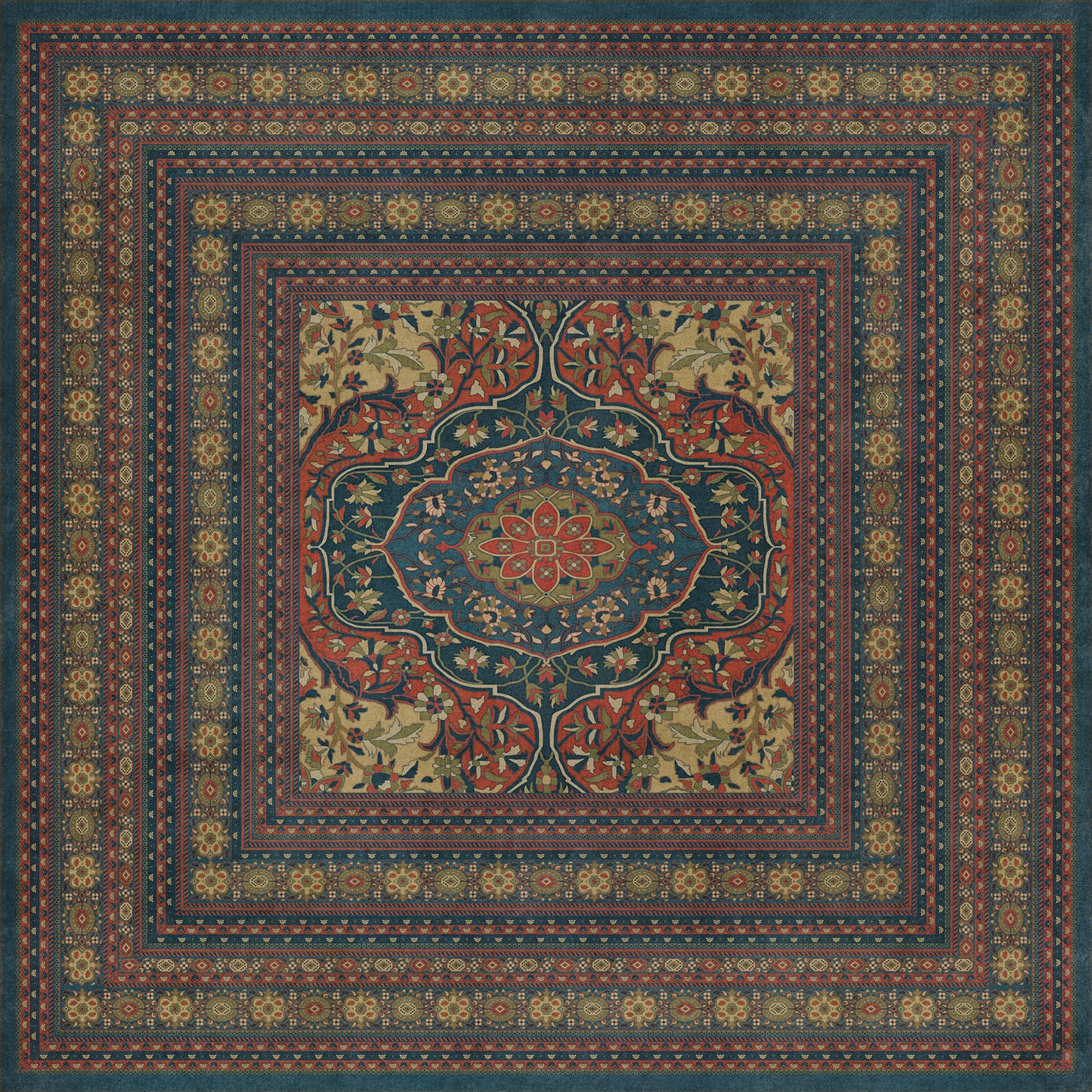Persian Bazaar - Farahan - Delara 120x120 Vintage Vinyl Floorcloth
