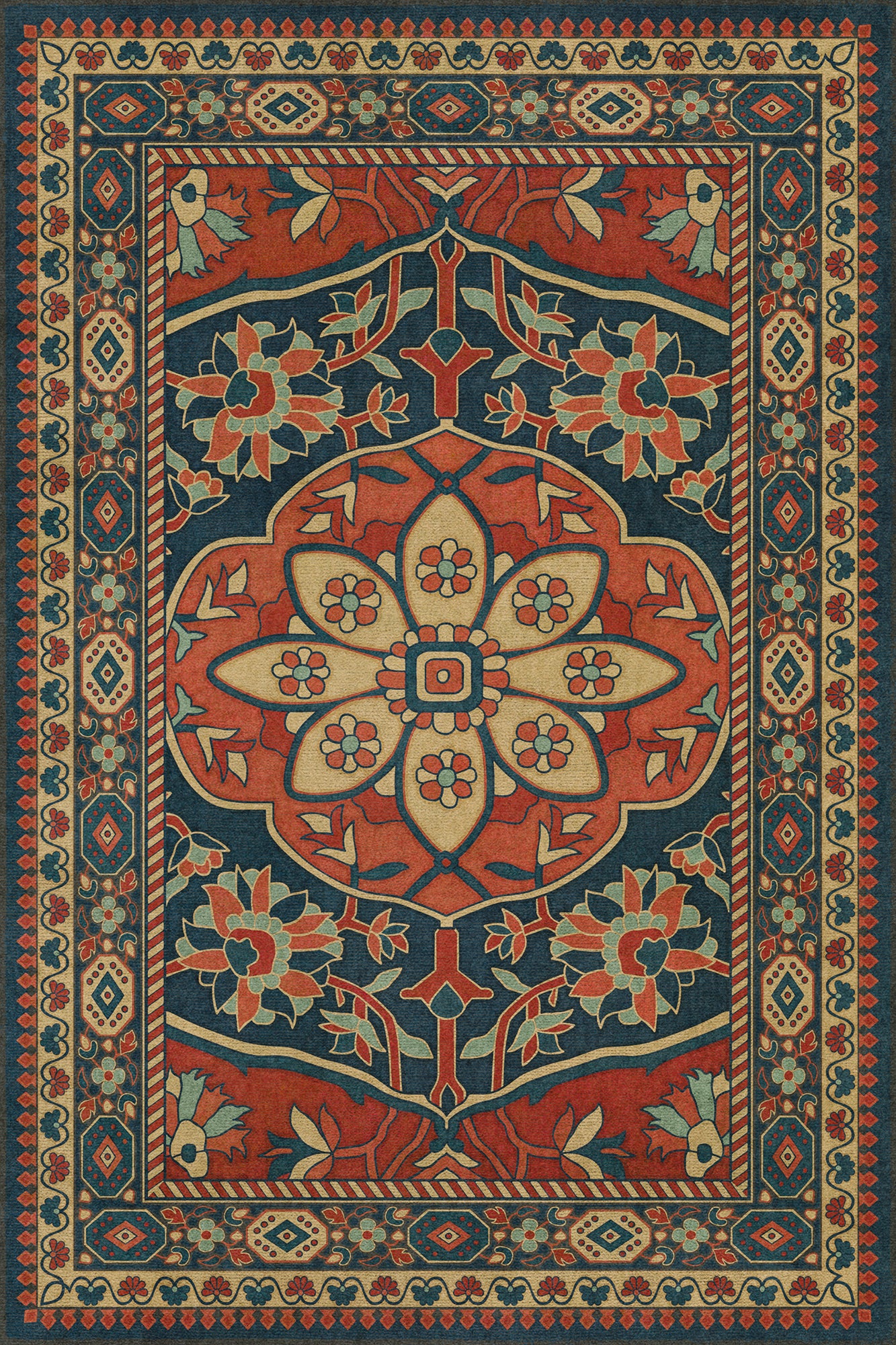 Persian Bazaar - Farahan - Farid 20x30 Vintage Vinyl Floorcloth