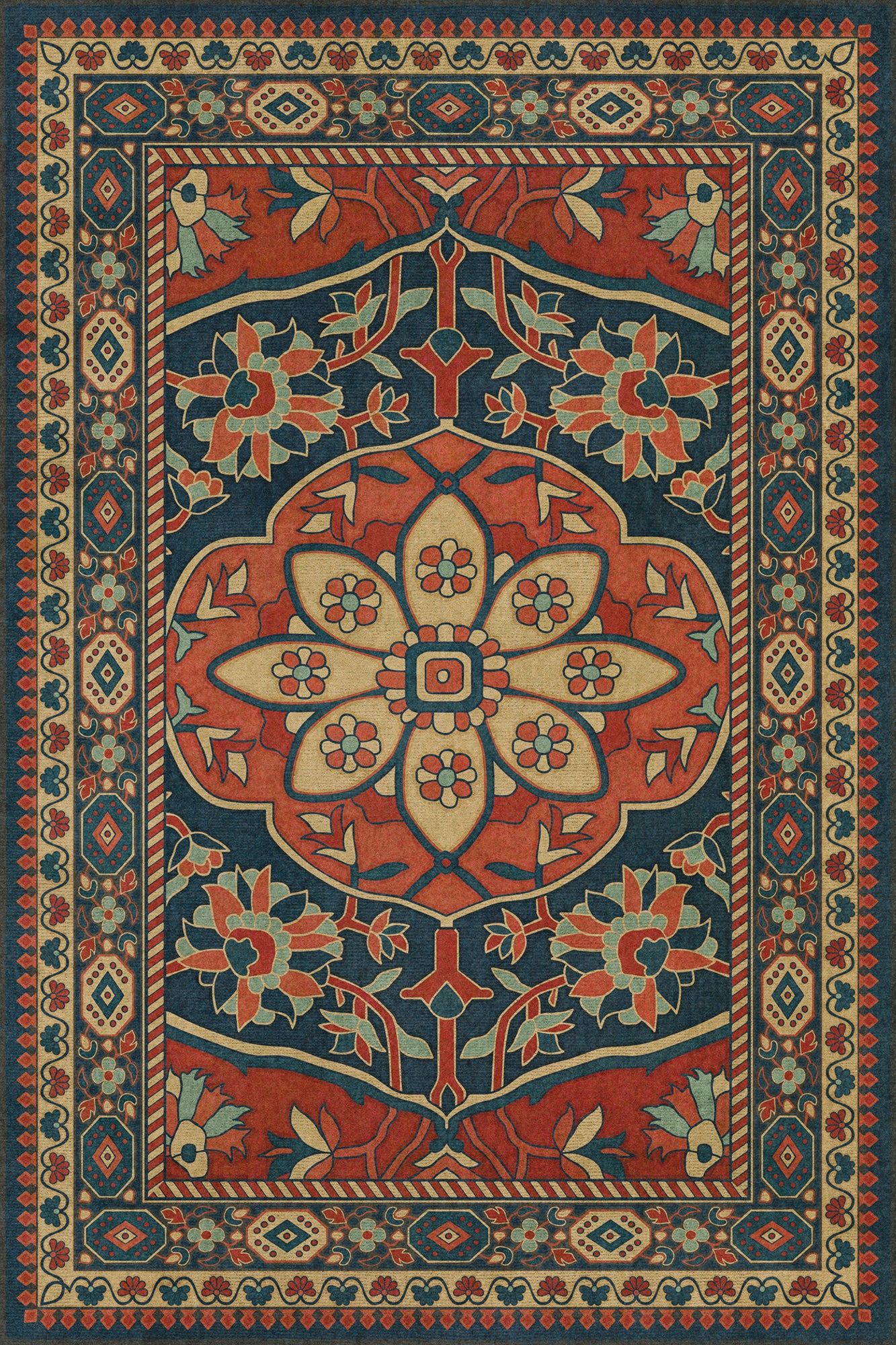 Persian Bazaar - Farahan - Farid 24x36 Vintage Vinyl Floorcloth