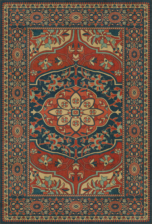 Persian Bazaar - Farahan - Farid 38x56 Vintage Vinyl Floorcloth