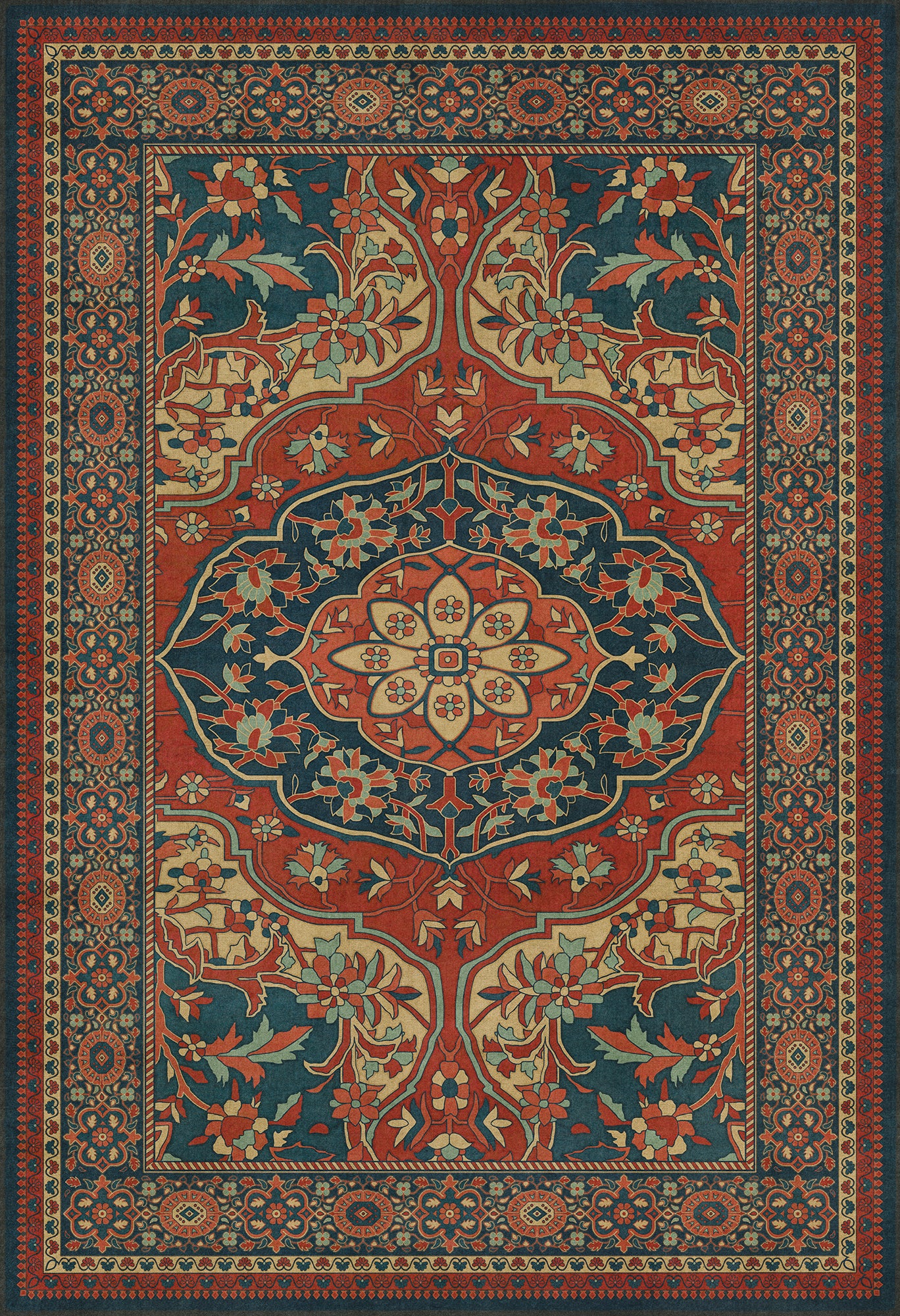 Persian Bazaar - Farahan - Farid 52x76 Vintage Vinyl Floorcloth
