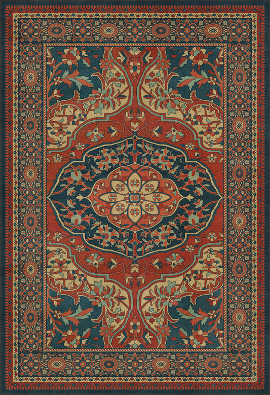 Persian Bazaar - Farahan - Farid 52x76 Vintage Vinyl Floorcloth
