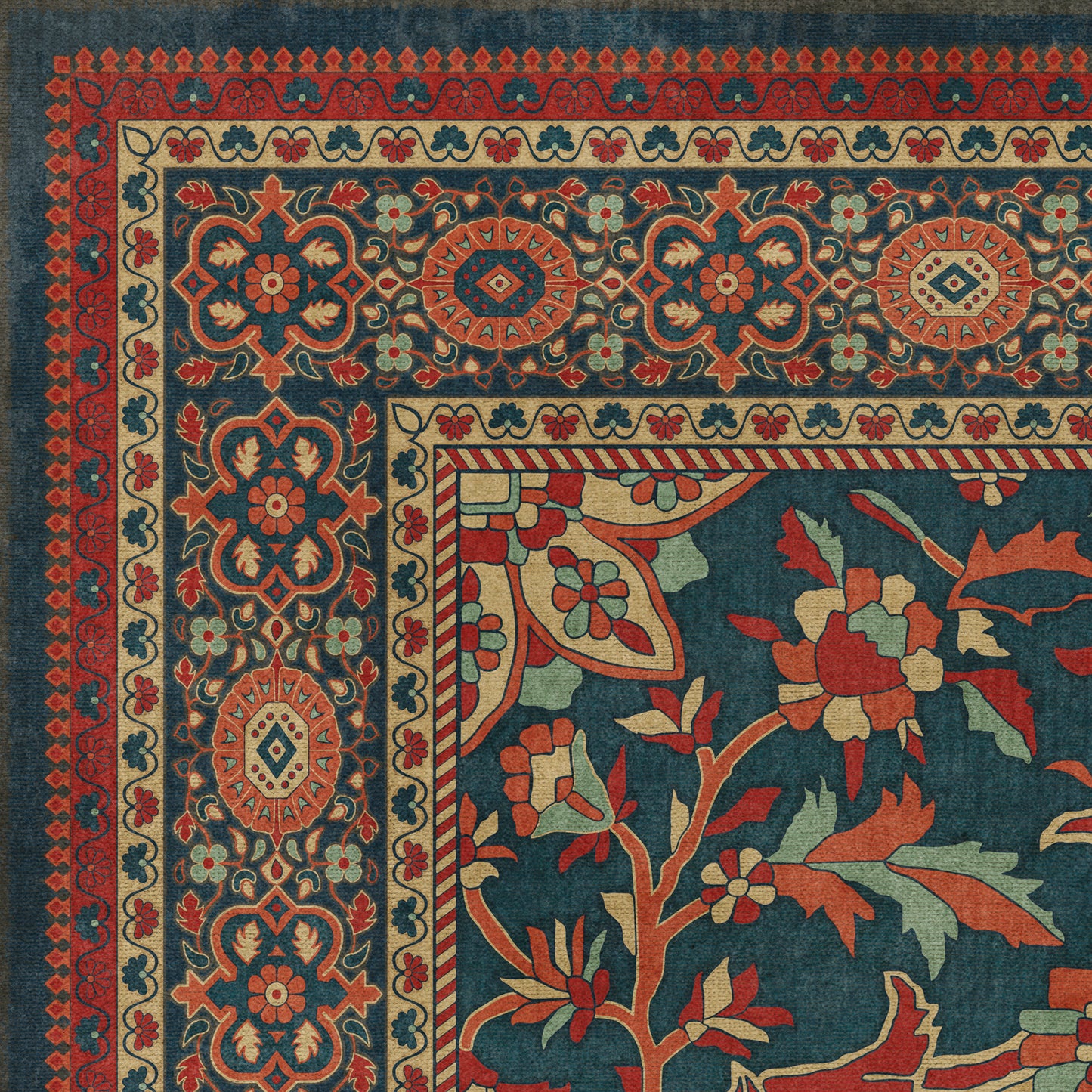 Persian Bazaar - Farahan - Farid 72x108 Vintage Vinyl Floorcloth