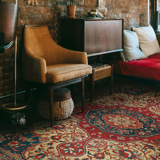 Persian Bazaar - Farahan - Farid 72x108 Vintage Vinyl Floorcloth