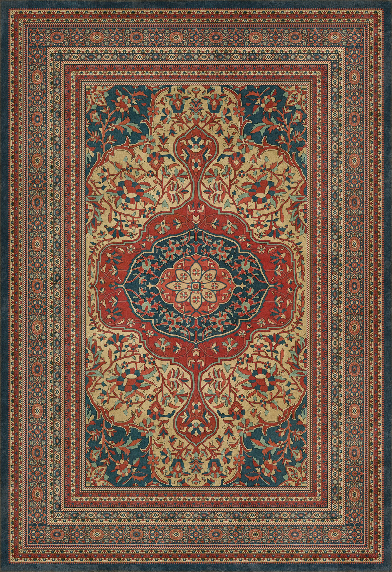 Persian Bazaar - Farahan - Farid 96x140 Vintage Vinyl Floorcloth