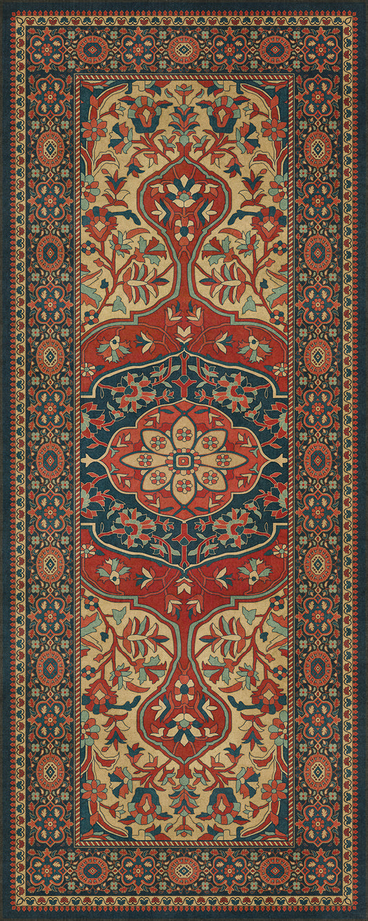 Persian Bazaar - Farahan - Farid 36x90 Vintage Vinyl Floorcloth
