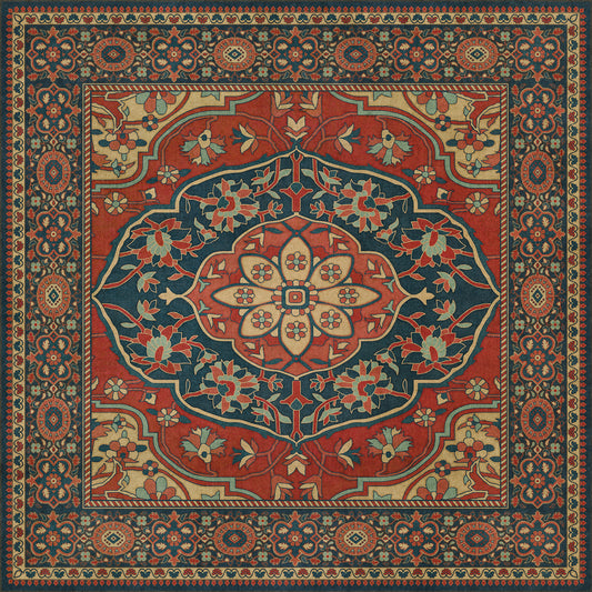Persian Bazaar - Farahan - Farid 48x48 Vintage Vinyl Floorcloth