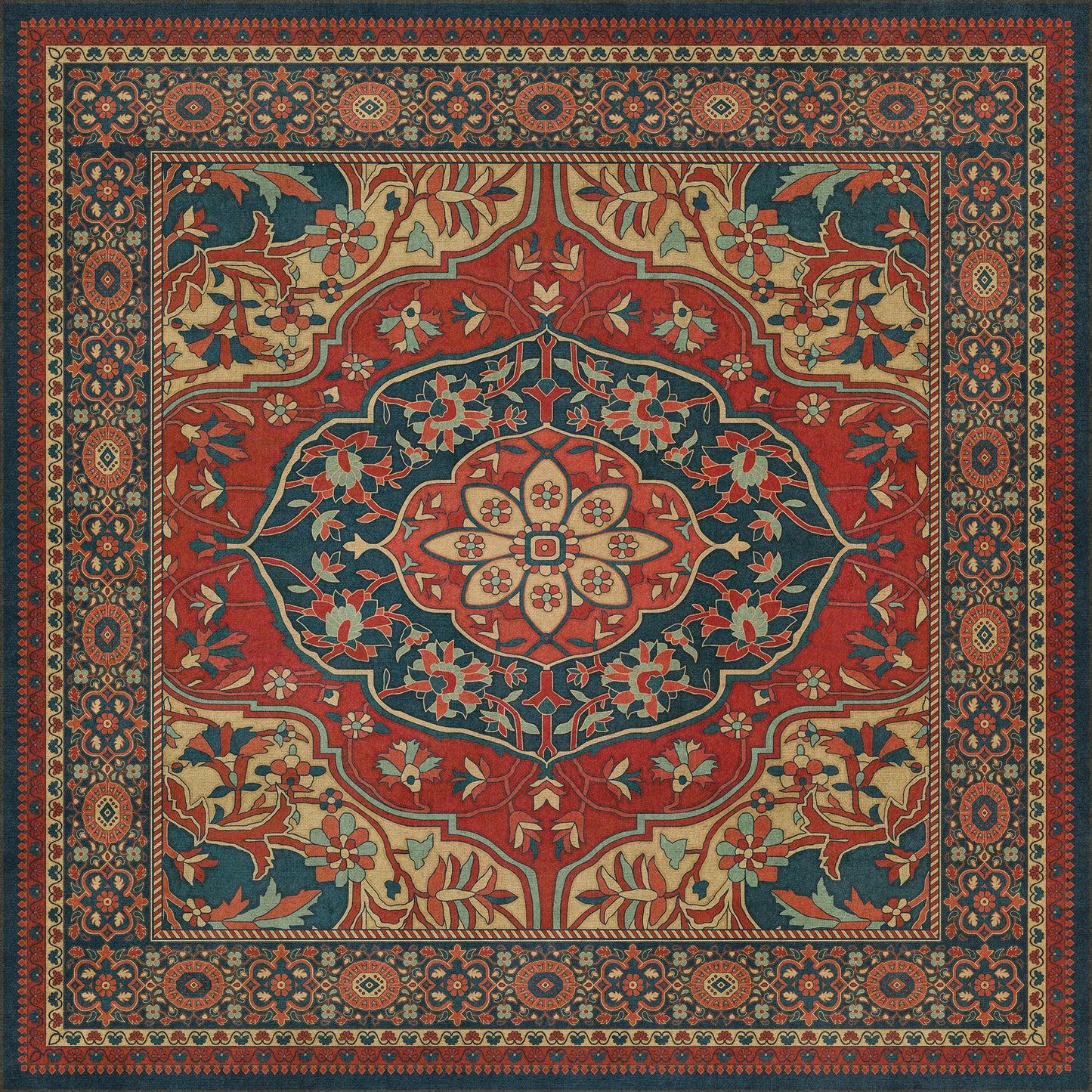 Persian Bazaar - Farahan - Farid 60x60 Vintage Vinyl Floorcloth