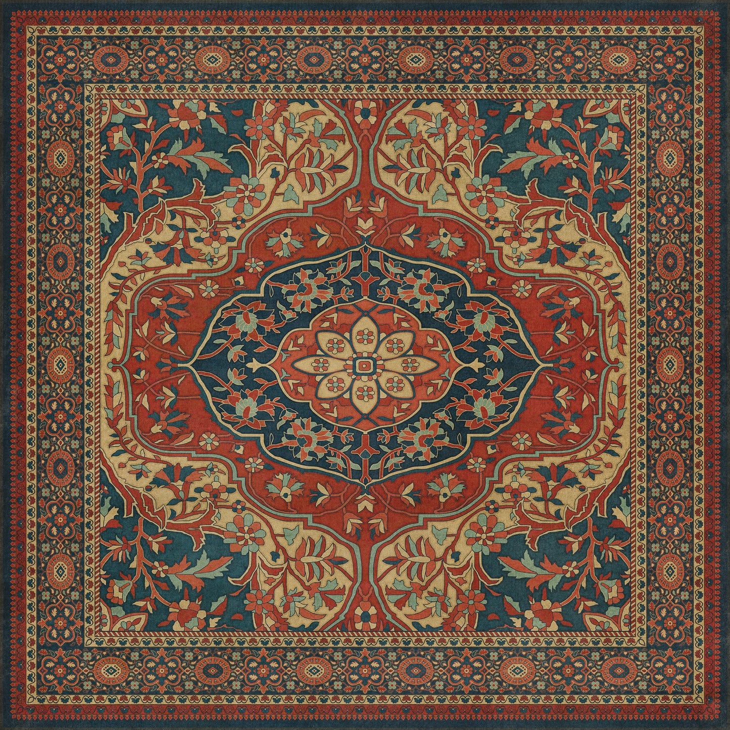 Persian Bazaar - Farahan - Farid 72x72 Vintage Vinyl Floorcloth