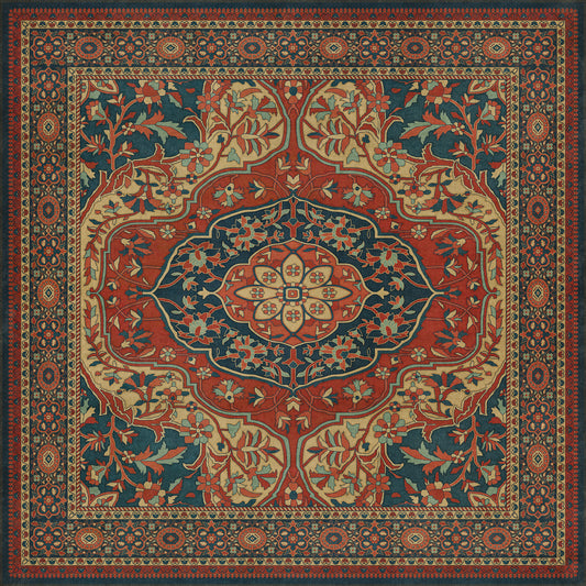 Persian Bazaar - Farahan - Farid 72x72 Vintage Vinyl Floorcloth