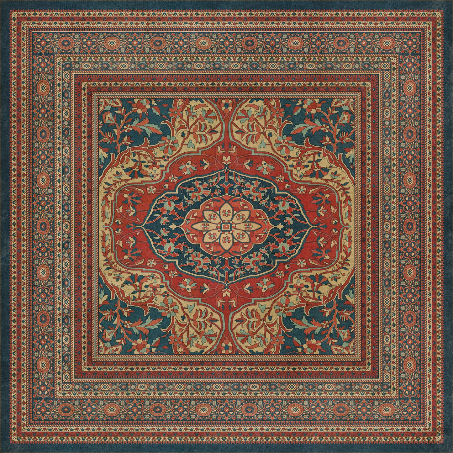 Persian Bazaar - Farahan - Farid 96x96 Vintage Vinyl Floorcloth