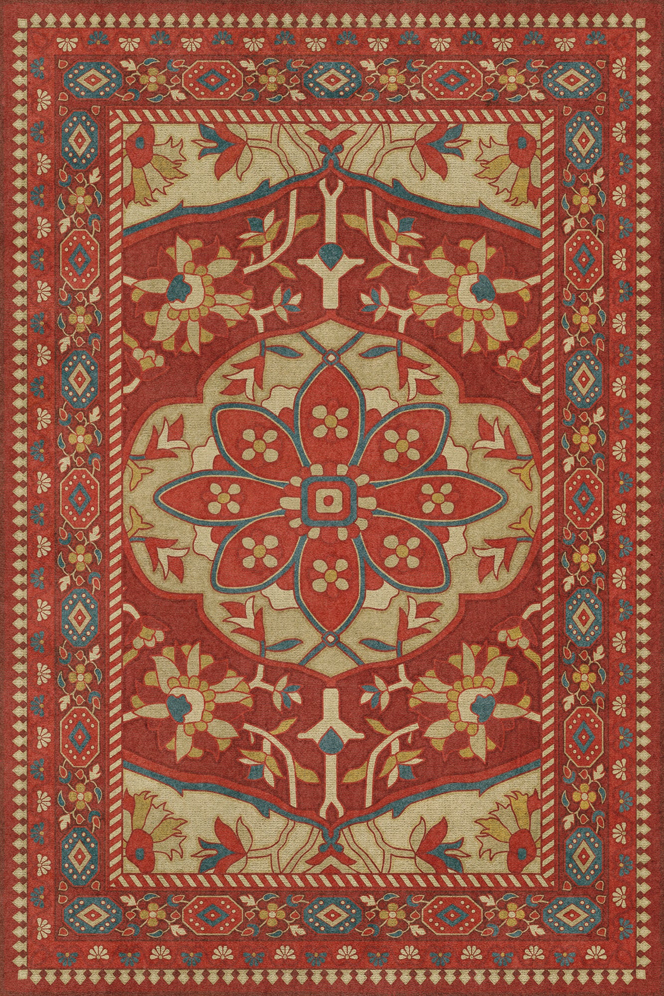 Persian Bazaar - Farahan - Firdaus 20x30 Vintage Vinyl Floorcloth