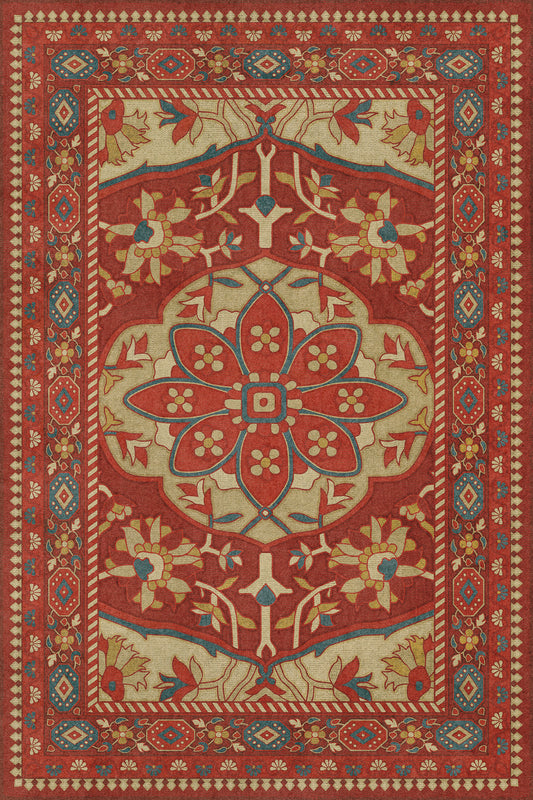 Persian Bazaar - Farahan - Firdaus 20x30 Vintage Vinyl Floorcloth