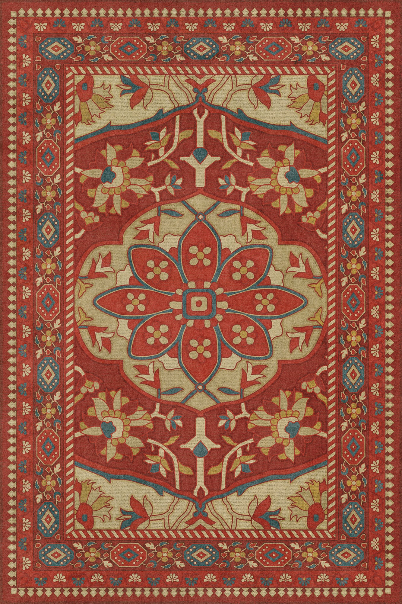 Persian Bazaar - Farahan - Firdaus 24x36 Vintage Vinyl Floorcloth