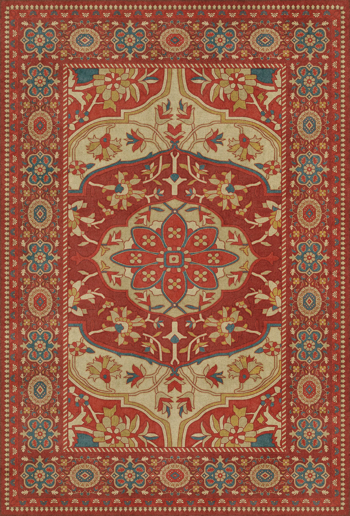 Persian Bazaar - Farahan - Firdaus 38x56 Vintage Vinyl Floorcloth