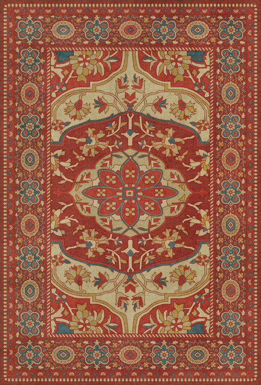 Persian Bazaar - Farahan - Firdaus 38x56 Vintage Vinyl Floorcloth