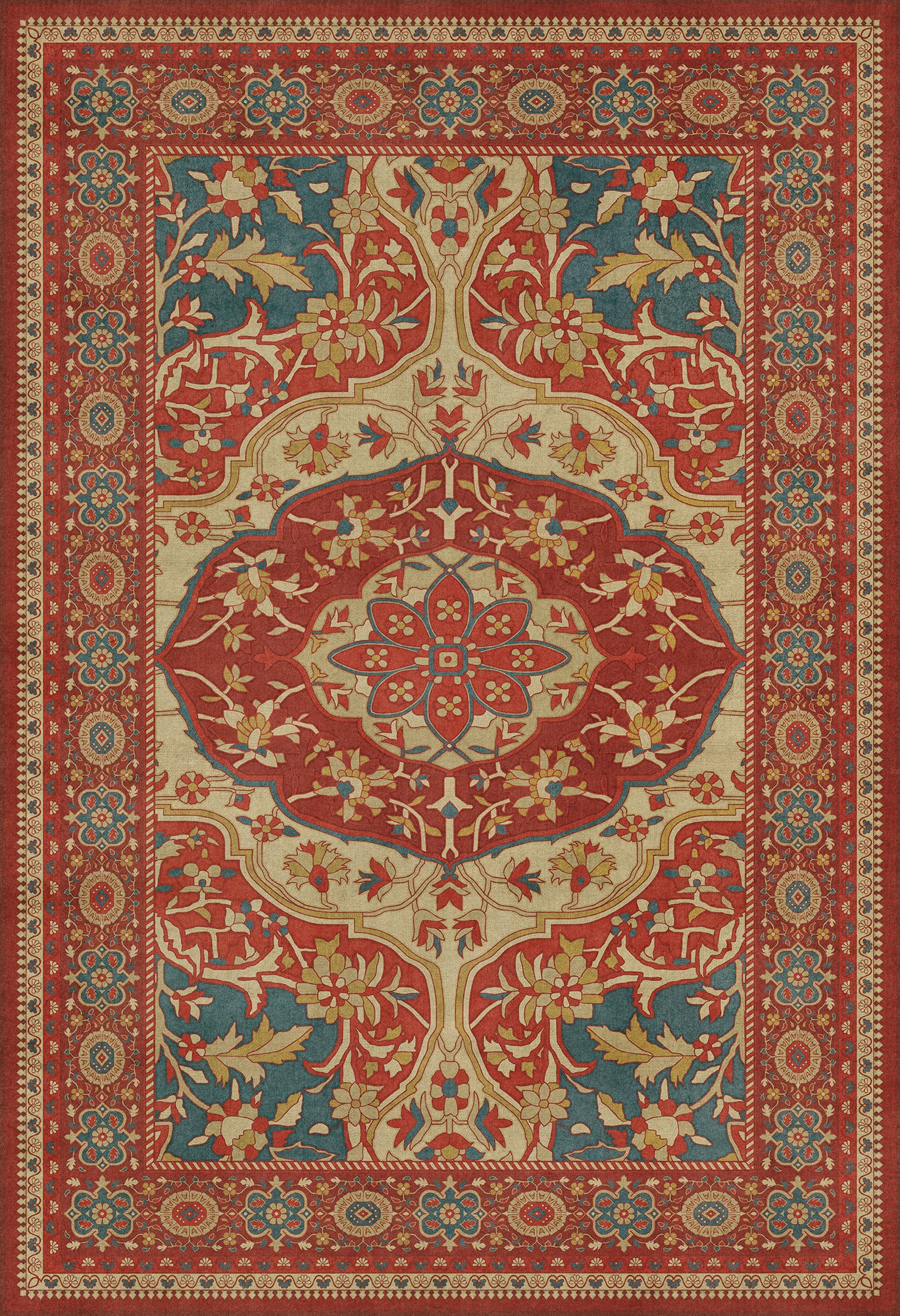 Persian Bazaar - Farahan - Firdaus 52x76 Vintage Vinyl Floorcloth