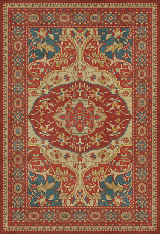Persian Bazaar - Farahan - Firdaus 52x76 Vintage Vinyl Floorcloth