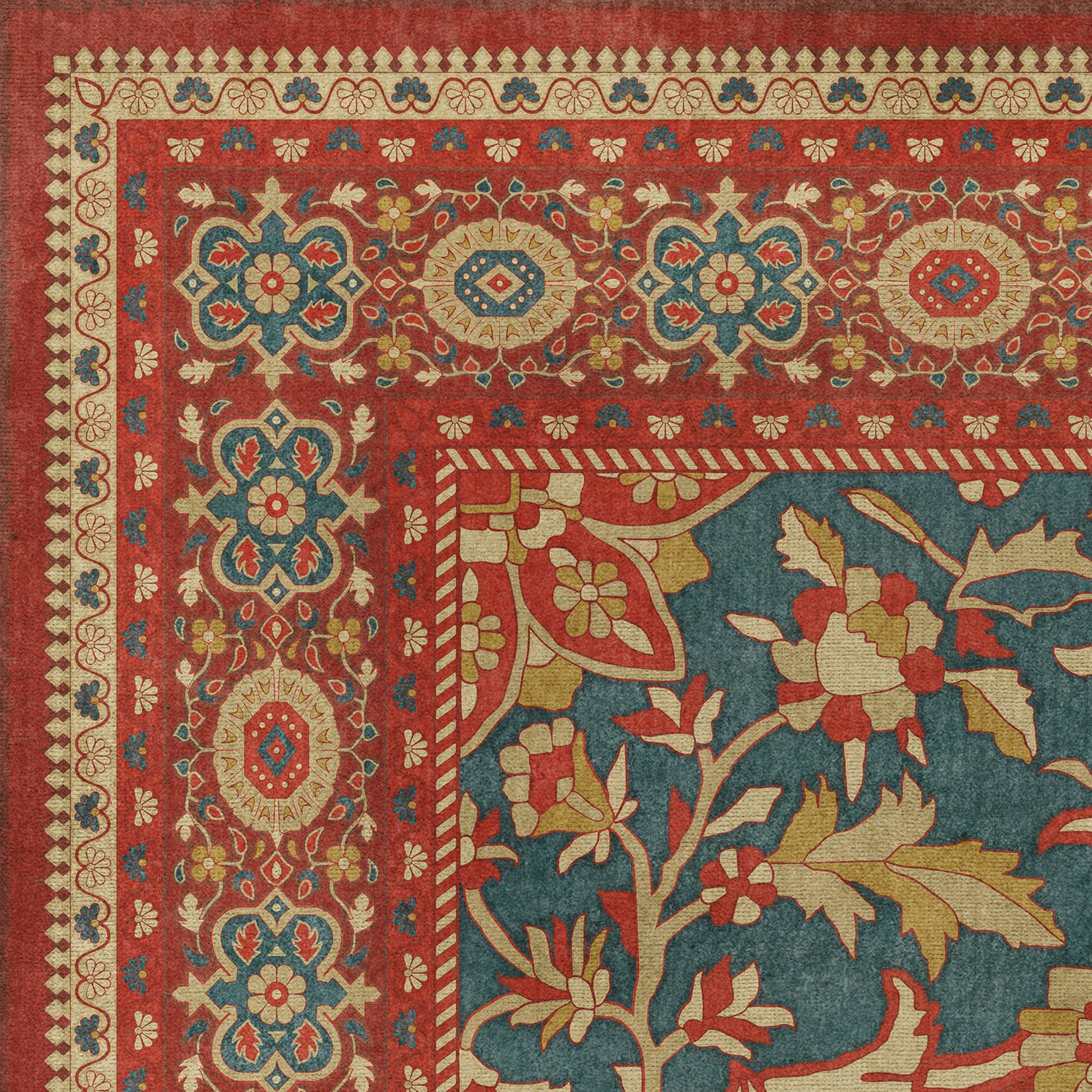 Persian Bazaar - Farahan - Firdaus 72x108 Vintage Vinyl Floorcloth