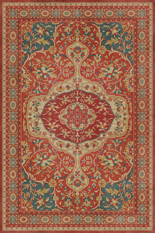 Persian Bazaar - Farahan - Firdaus 72x108 Vintage Vinyl Floorcloth