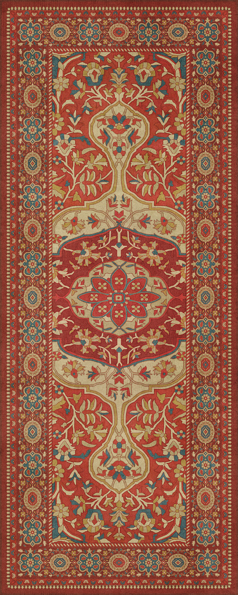 Persian Bazaar - Farahan - Firdaus 36x90 Vintage Vinyl Floorcloth