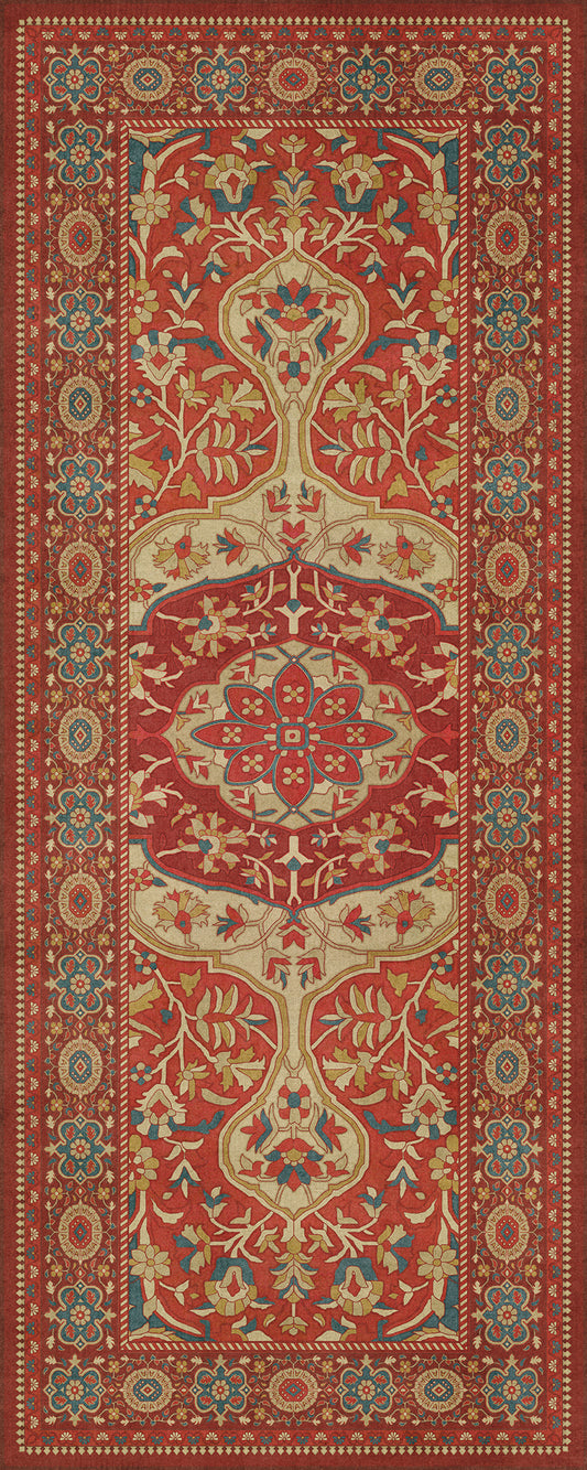 Persian Bazaar - Farahan - Firdaus 36x90 Vintage Vinyl Floorcloth