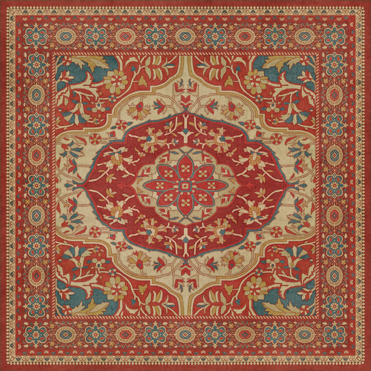 Persian Bazaar - Farahan - Firdaus 60x60 Vintage Vinyl Floorcloth