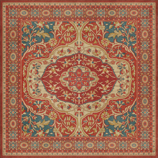 Persian Bazaar - Farahan - Firdaus 72x72 Vintage Vinyl Floorcloth