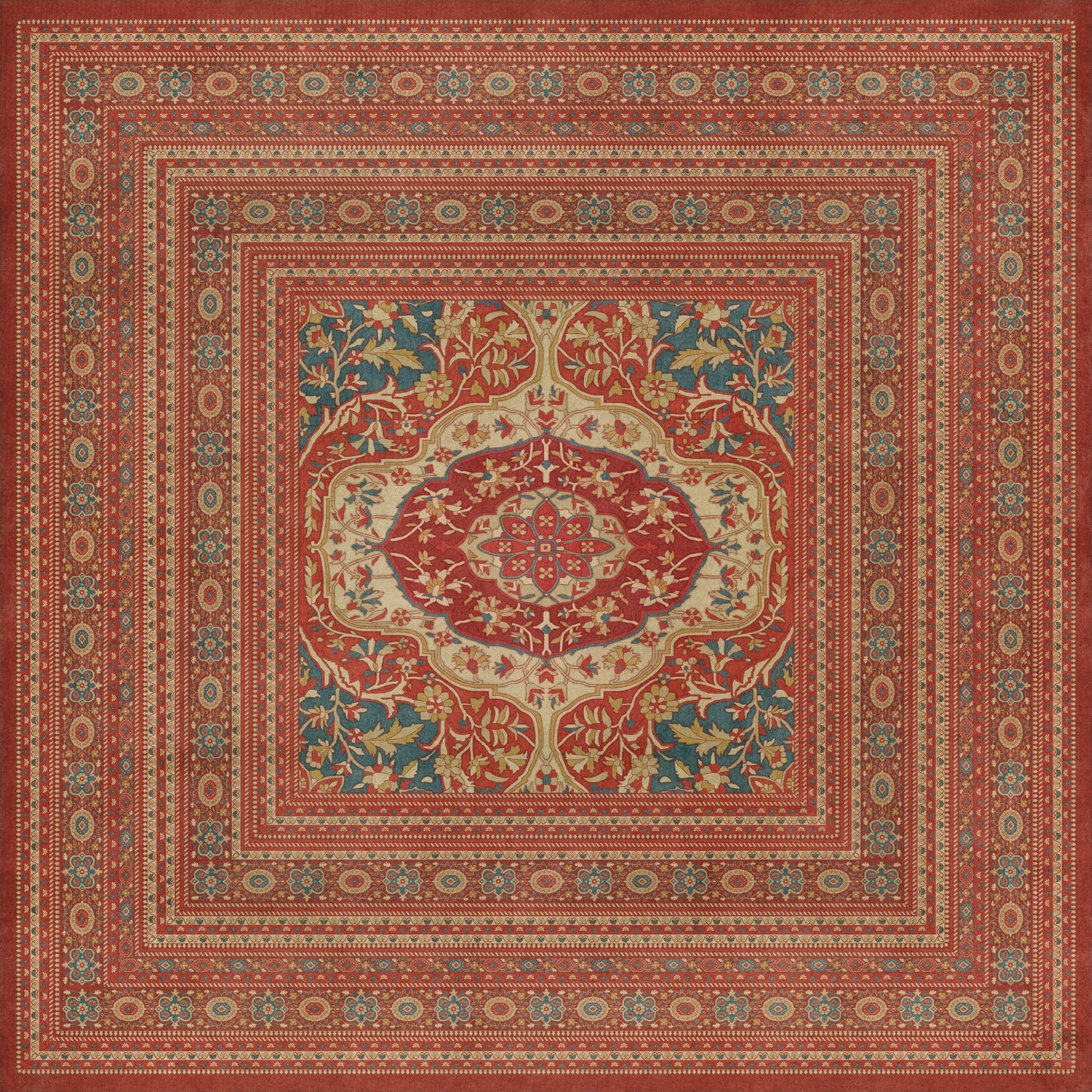 Persian Bazaar - Farahan - Firdaus 120x120 Vintage Vinyl Floorcloth