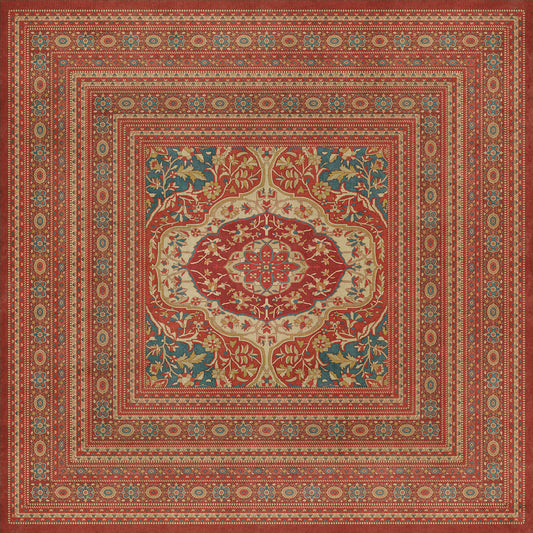 Persian Bazaar - Farahan - Firdaus 120x120 Vintage Vinyl Floorcloth