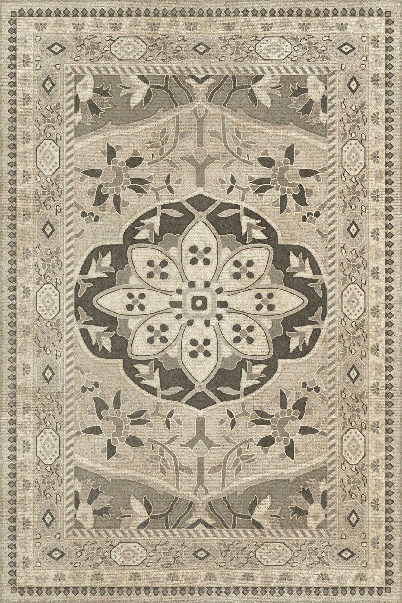 Persian Bazaar - Farahan - Mahtab 20x30 Vintage Vinyl Floorcloth