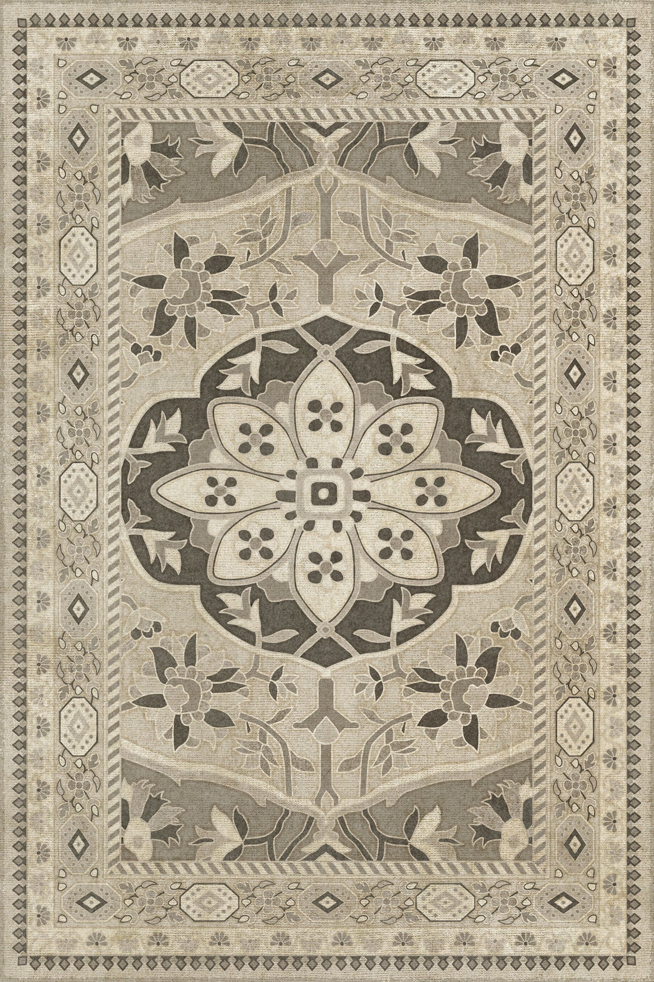 Persian Bazaar - Farahan - Mahtab 24x36 Vintage Vinyl Floorcloth