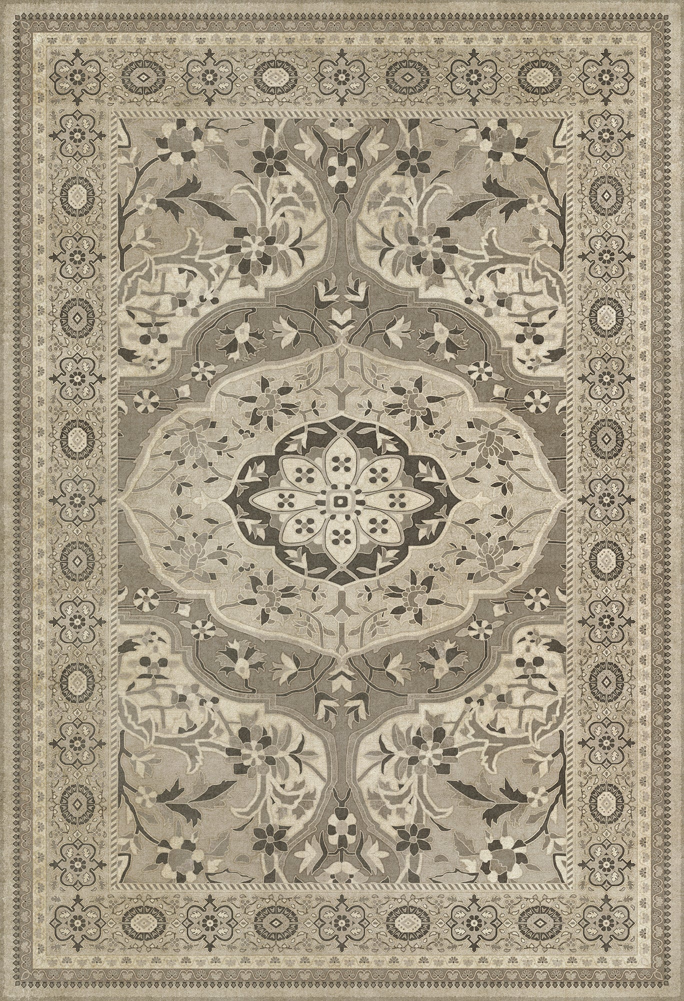 Persian Bazaar - Farahan - Mahtab 52x76 Vintage Vinyl Floorcloth