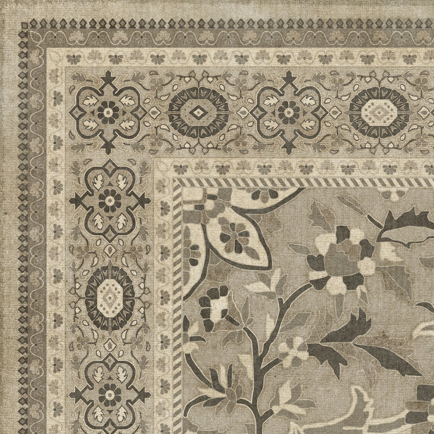 Persian Bazaar - Farahan - Mahtab 72x108 Vintage Vinyl Floorcloth