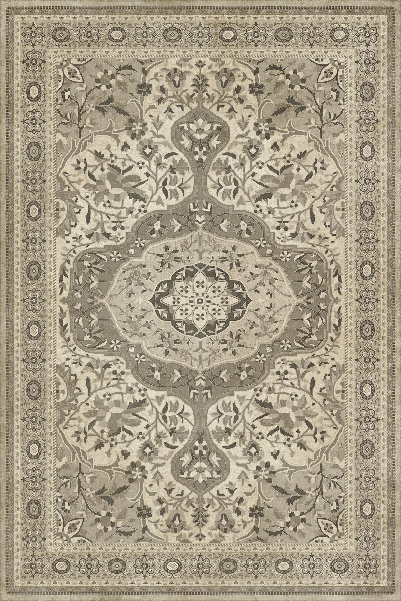 Persian Bazaar - Farahan - Mahtab 72x108 Vintage Vinyl Floorcloth