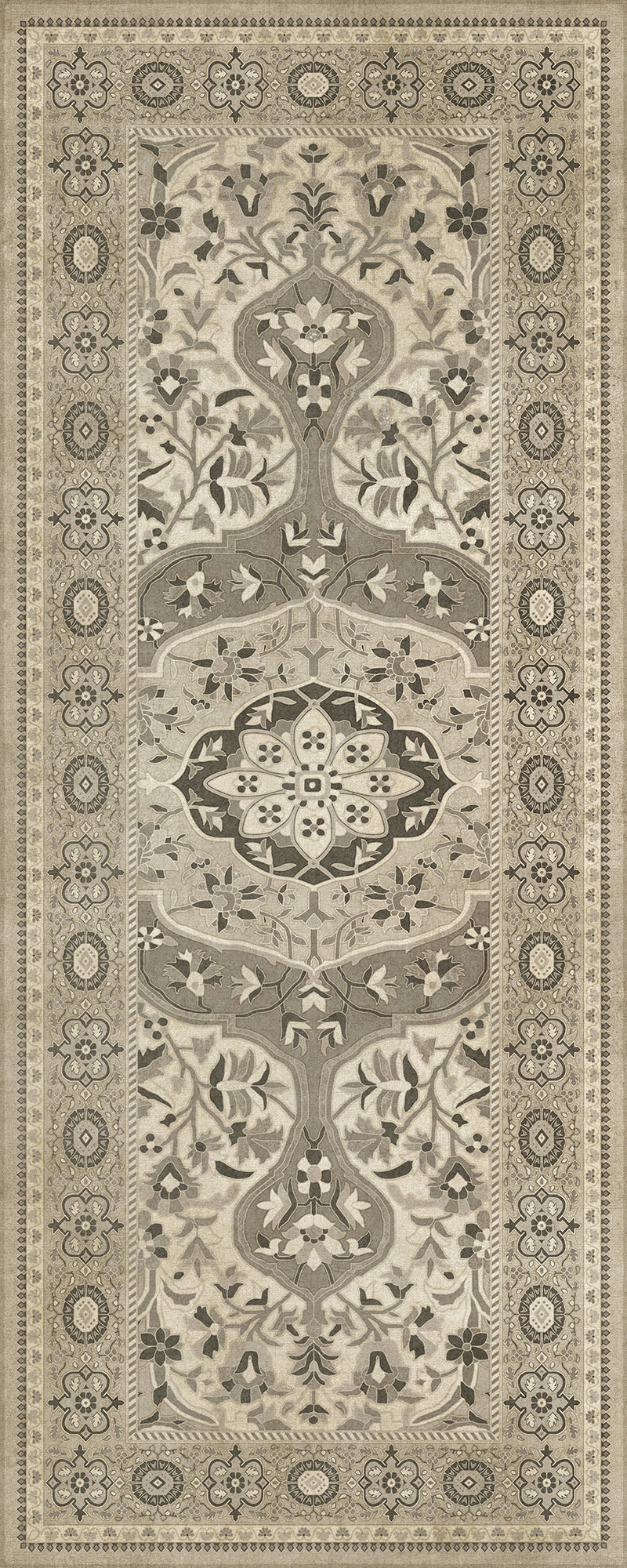 Persian Bazaar - Farahan - Mahtab 36x90 Vintage Vinyl Floorcloth