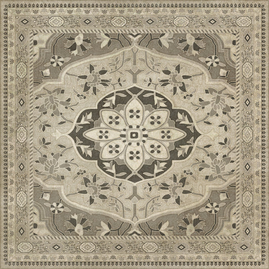 Persian Bazaar - Farahan - Mahtab 36x36 Vintage Vinyl Floorcloth