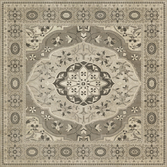 Persian Bazaar - Farahan - Mahtab 48x48 Vintage Vinyl Floorcloth