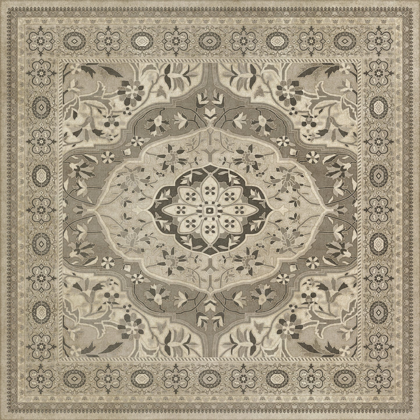 Persian Bazaar - Farahan - Mahtab 60x60 Vintage Vinyl Floorcloth