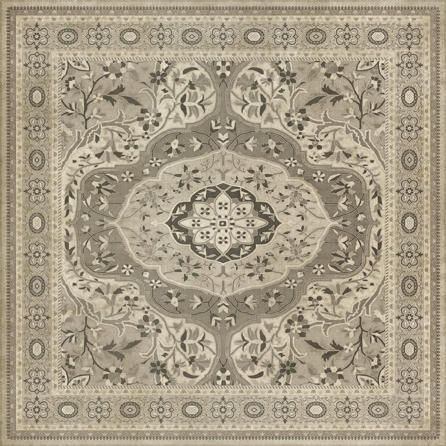 Persian Bazaar - Farahan - Mahtab 72x72 Vintage Vinyl Floorcloth