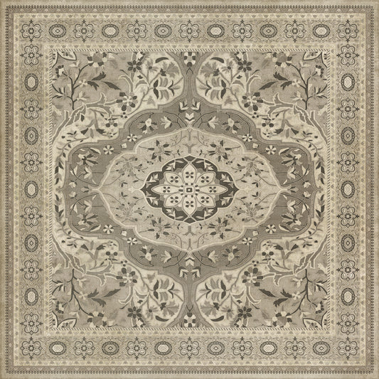 Persian Bazaar - Farahan - Mahtab 72x72 Vintage Vinyl Floorcloth