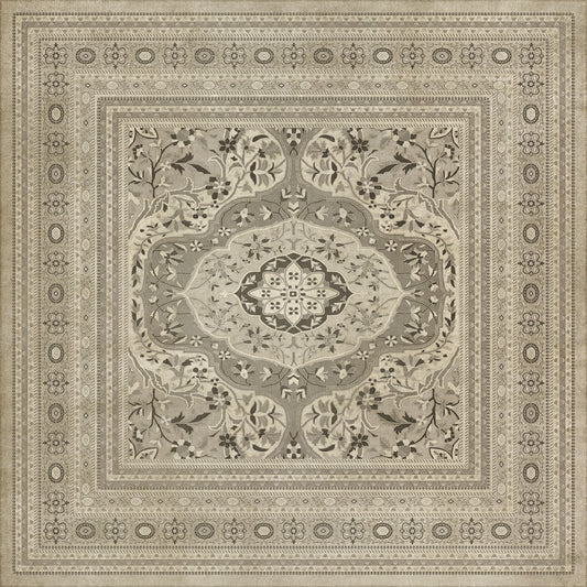 Persian Bazaar - Farahan - Mahtab 96x96 Vintage Vinyl Floorcloth
