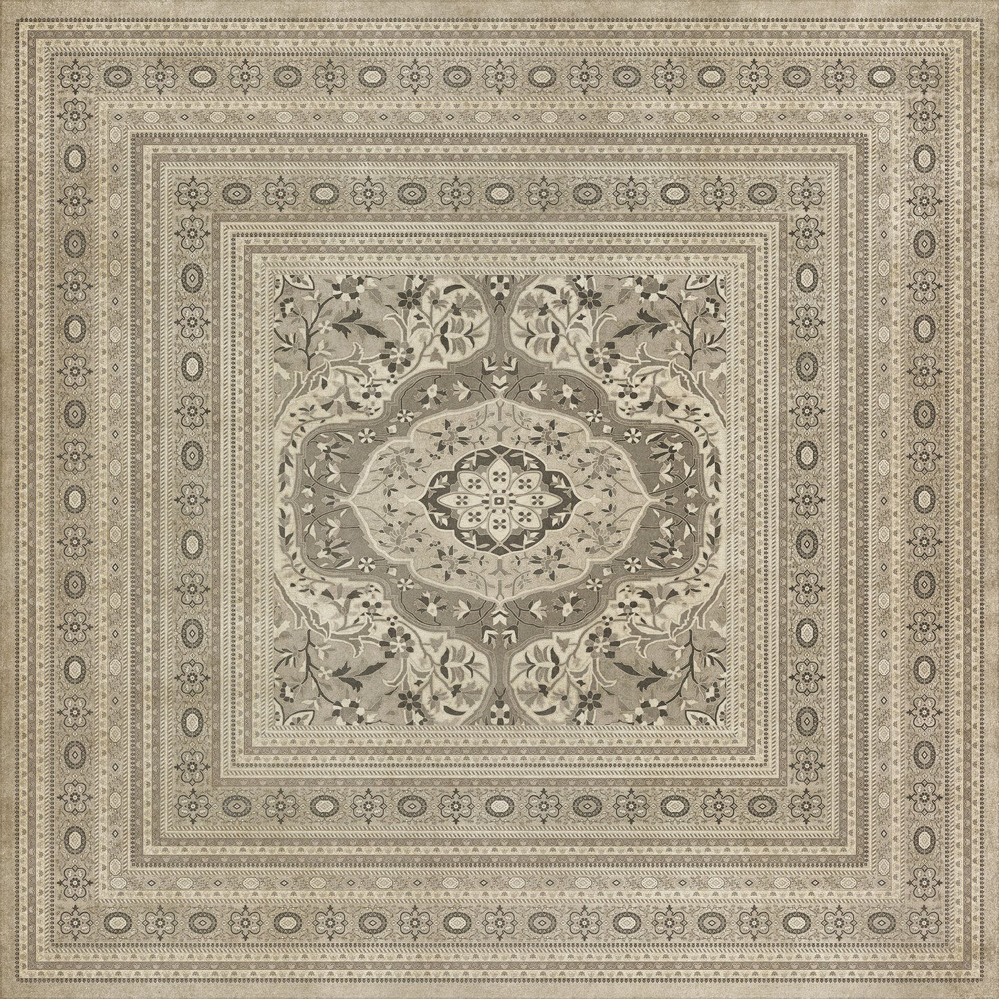 Persian Bazaar - Farahan - Mahtab 120x120 Vintage Vinyl Floorcloth