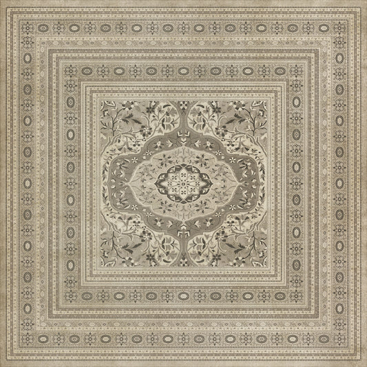 Persian Bazaar - Farahan - Mahtab 120x120 Vintage Vinyl Floorcloth