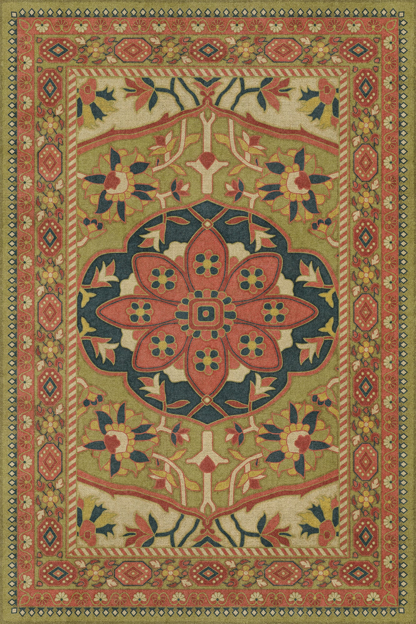 Persian Bazaar - Farahan - Mehr 20x30 Vintage Vinyl Floorcloth