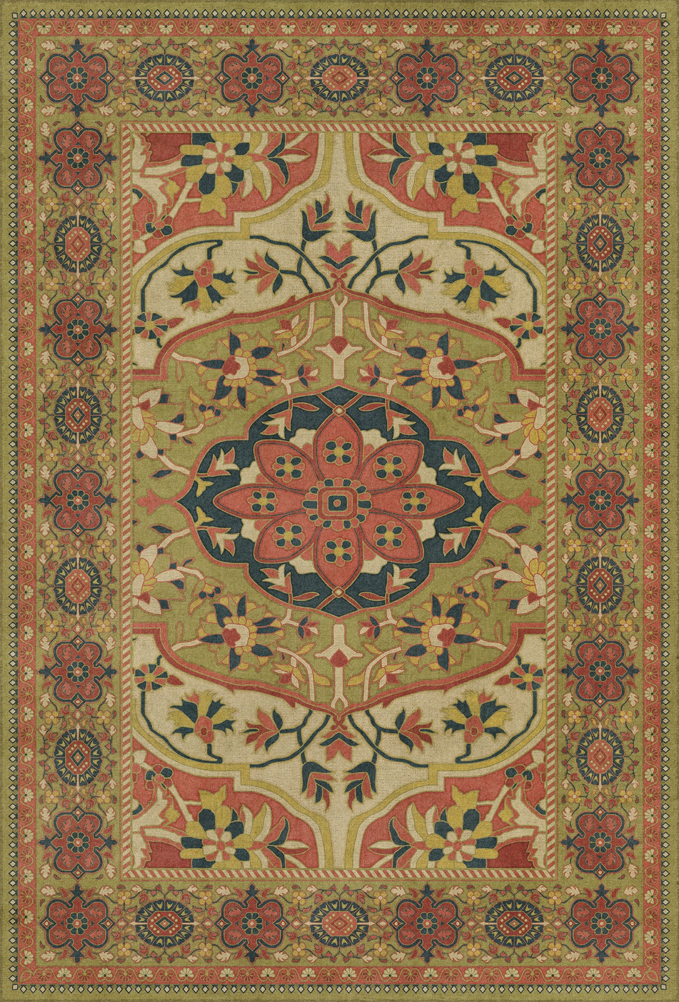 Persian Bazaar - Farahan - Mehr 38x56 Vintage Vinyl Floorcloth
