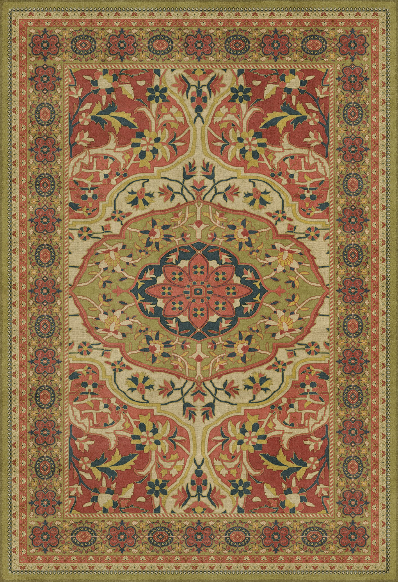Persian Bazaar - Farahan - Mehr 52x76 Vintage Vinyl Floorcloth